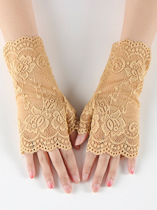 Fingerless Gloves Formal Party / Evening Daily Solid / Plain Color Lace Simple Style Sweet Wedding Casual / Daily 1 Pair for Women