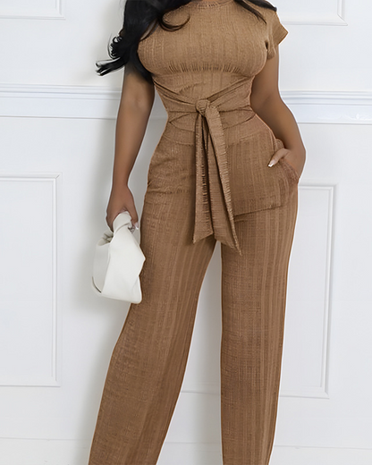 Round Neck Pullover Casual Slim Fit Set