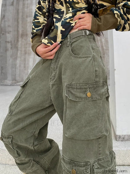 Multi Pockets Vintage Baggy Cargo Jeans