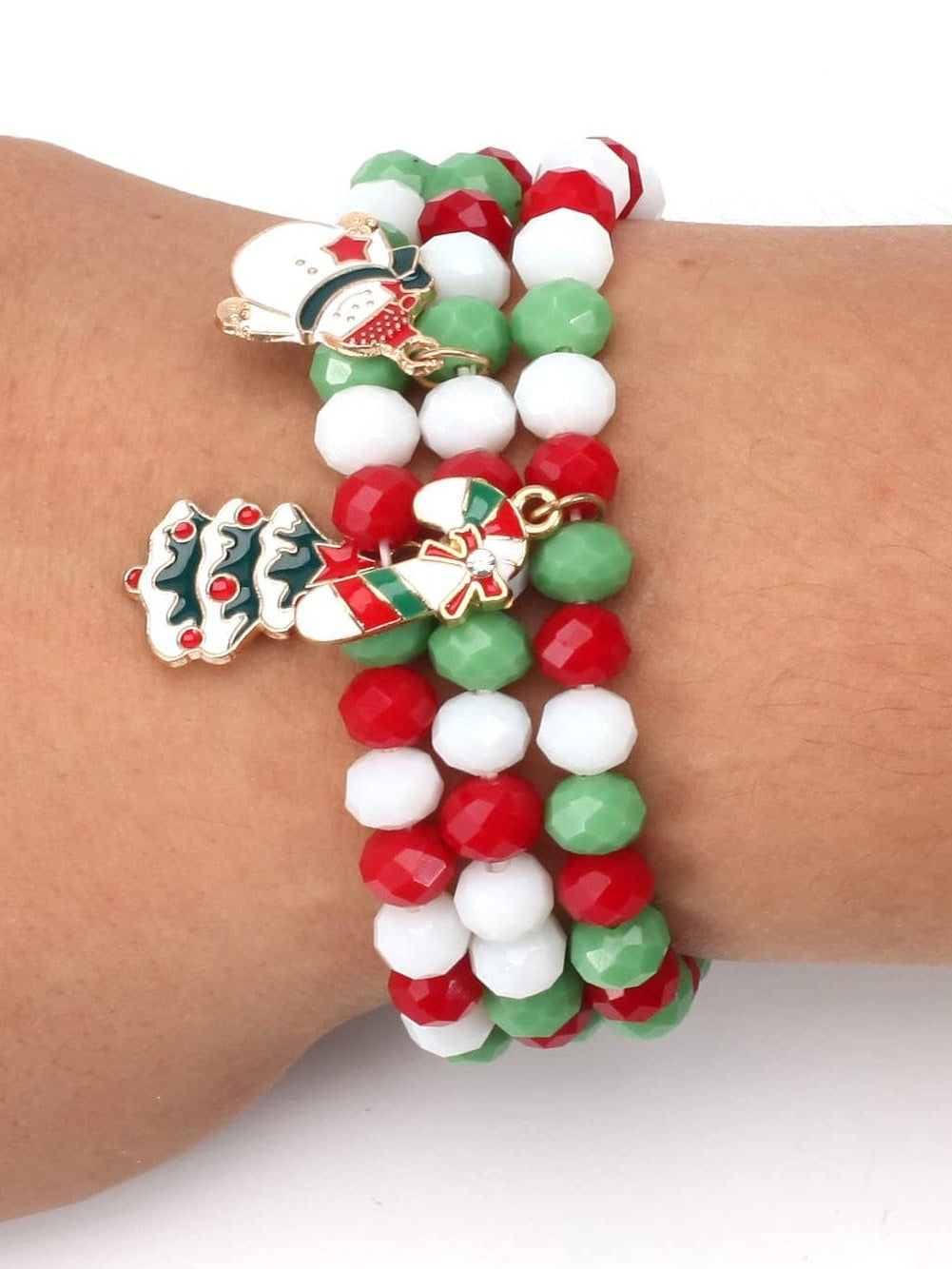 Christmas Celebration Multicolored Glass Bead Bracelet
