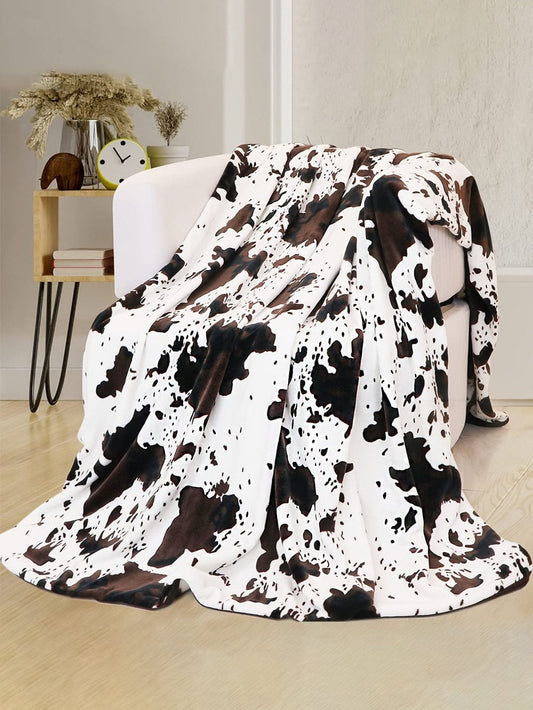 Cow Print Oversized Plush Blanket - Cozy Home Decor Piece