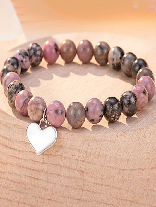 Heart-Shaped Multicolored Glass Beaded Bracelet for Stylish Occasions
