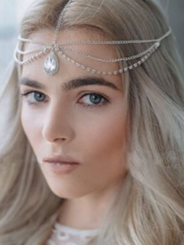 1PC Forehead Accessory For Wedding Party Evening Birthday Festival Glitter Crystal Rhinestone Alloy for Women