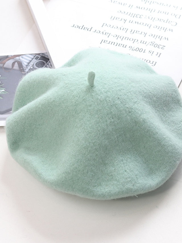 Hat Beret Hat Winter Hats Green Black Purple Outdoor Street Dailywear Knit Pure Color Comfort Warm Breathable for Women