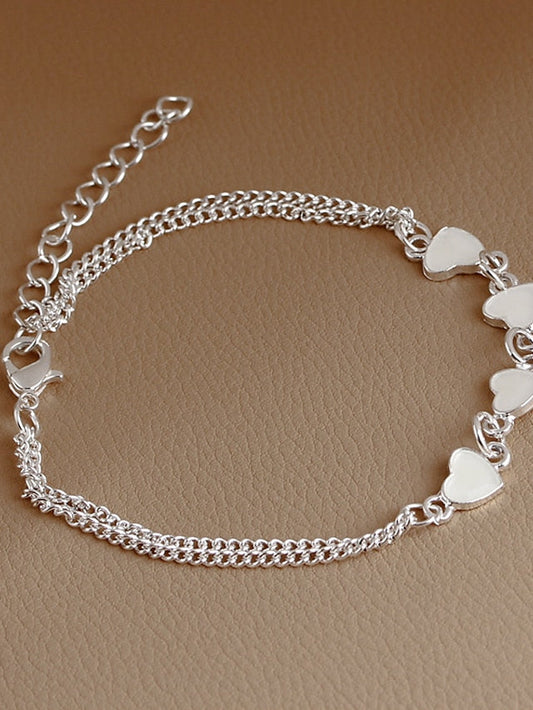Chain Bracelet Heart Heart Simple Alloy Bracelet Jewelry Silver For Daily Holiday for Women