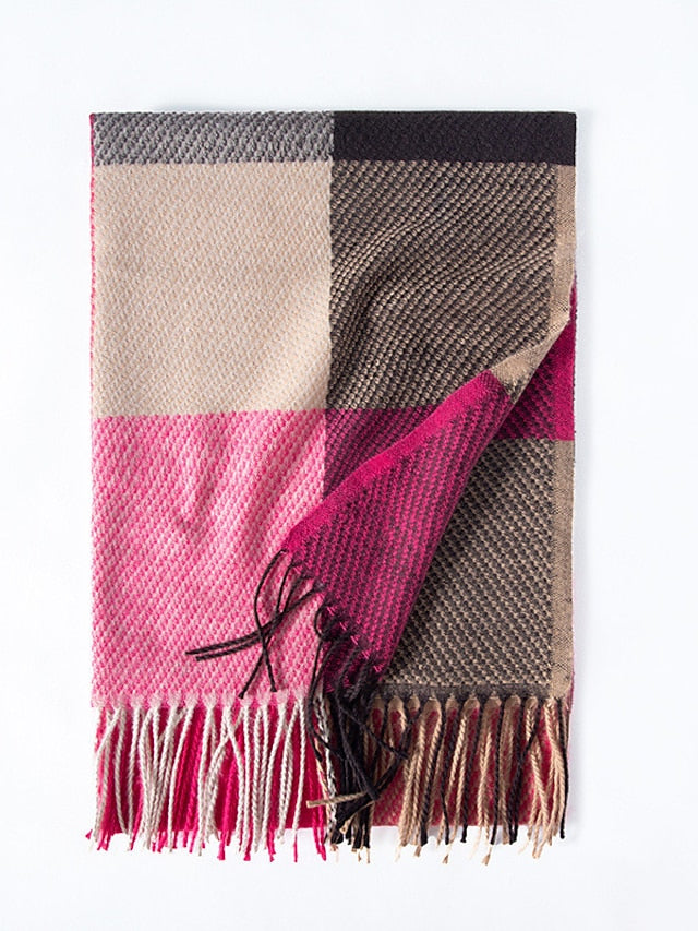 Shawls & Wraps Outdoor Dailywear Holiday Yellow Blue Orange Scarf Plaid for Women