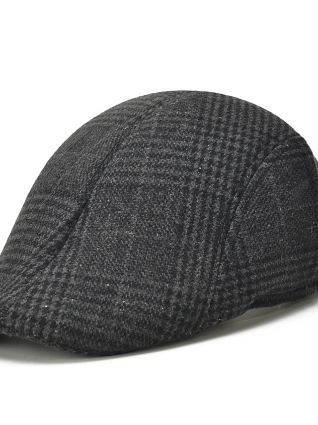 Hat Beret Hat Winter Hats Light Gray Dark Gray Coffee Outdoor Street Dailywear Geometrical Plaid Warm Breathable for Women