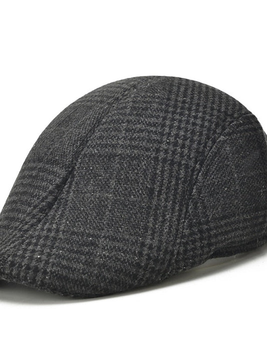 Hat Beret Hat Winter Hats Light Gray Dark Gray Coffee Outdoor Street Dailywear Geometrical Plaid Warm Breathable for Women