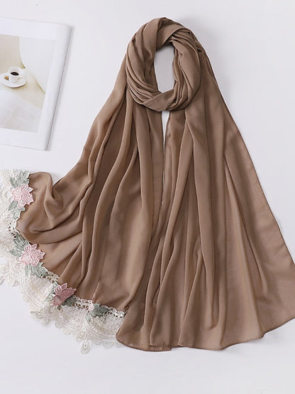 Sweet Style Muslim Lace Hijab Good Stitching Plain Scarf Premium Chiffon Scarf Shawl Islamic Soft Turban Head Wraps Headband for Women