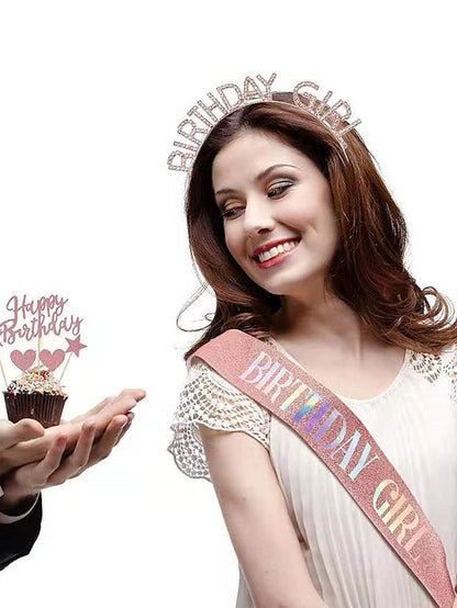 1PC Headbands Headband For Birthday Glitter Alloy Silver Golden Champagne for Women