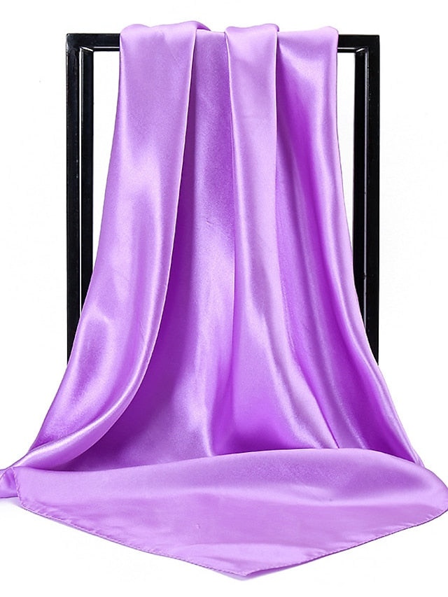 1pcs 90*90cm Solid Colors Neckerchief Hijab Scarf For Women Silk Satin Headband Hair Scarves Female Square Shawls Head Scarfs For Ladies for Women