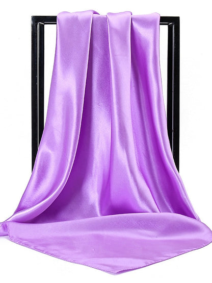 1pcs 90*90cm Solid Colors Neckerchief Hijab Scarf For Women Silk Satin Headband Hair Scarves Female Square Shawls Head Scarfs For Ladies for Women