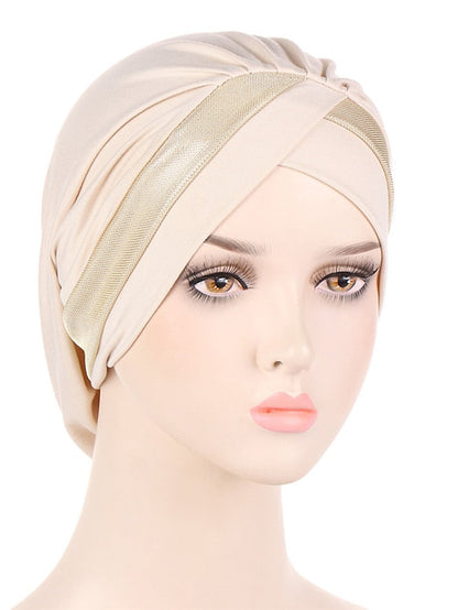 Women Turban Hat Cross Head Wrap Islamic Hijab Cap Solid Color Soft Headscarf Fashion Muslim Hats Scarf High Quality Hair Care Cap for Women