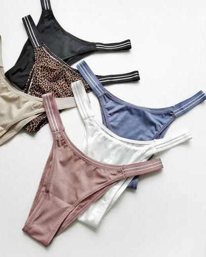 Female Glossy Dazzing Stripe T-back Underwear