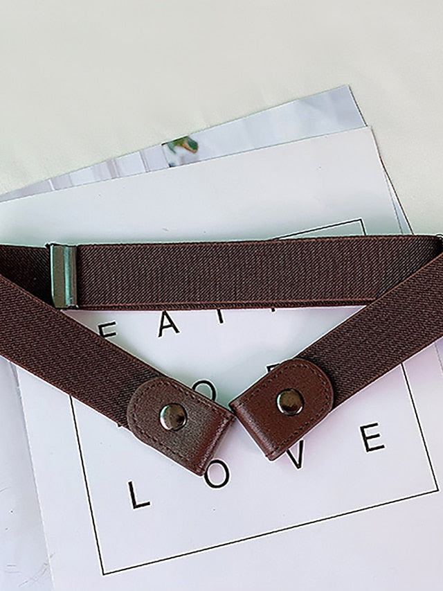 Unisex PU Buckle Belt PU Leather Buckle Free Plain Casual Classic Party Daily Black Coffee for Women