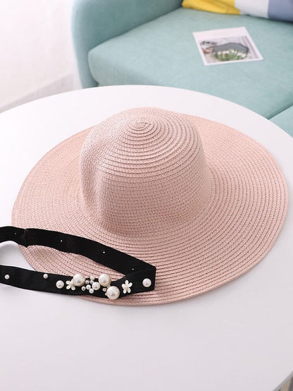 1pcs Lady Round Top Raffia Wide Brim Straw Hats Summer Sun Hats for Women With Leisure Beach Hats for Women