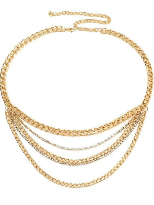Chain Belt Metal Chain Metal Bucke Crystal Rhinestone Casual Party Daily Silver Gold for Women