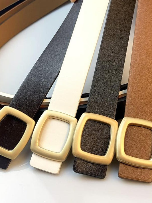 ins retro classic square buckle belt simple wide belt snap button casual jeans jacket coat decoration for Women