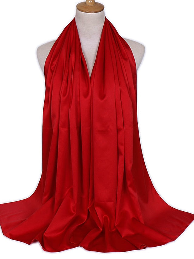 1pcs Women Silk Headscarf Hijab Scarf Long Muslim Shawl Turban Bandana Satin Scarves Head Wraps for Women