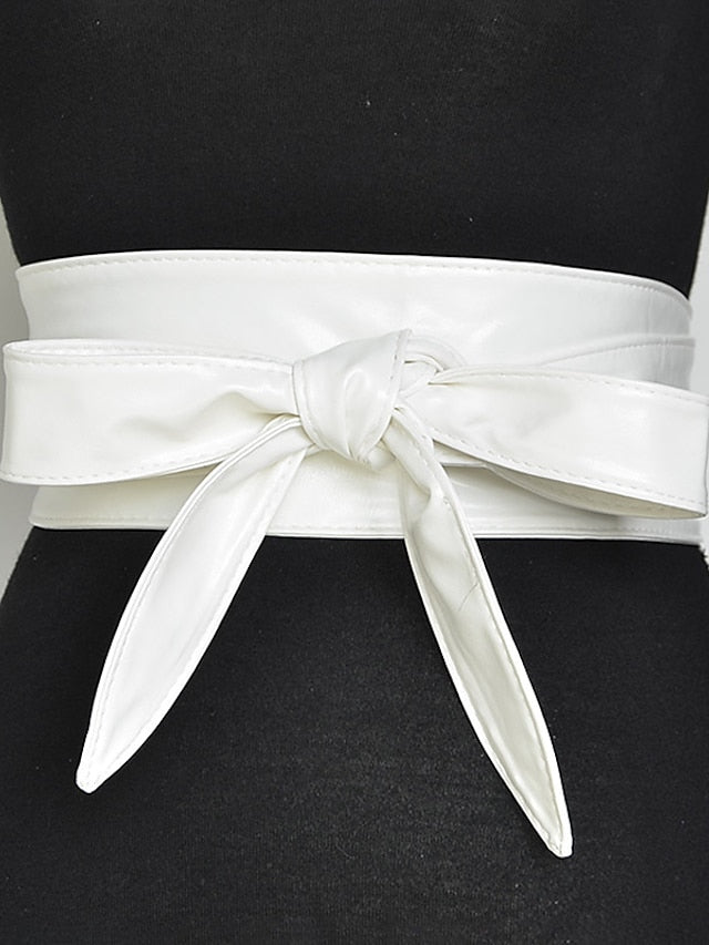 Wide Belt Corset Belt PU Leather Buckle Free Geometric Formal Party Daily White Black Wine Brown for Women