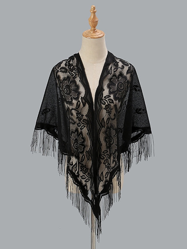 1 PC Solid Color New Spring Summer Breathable Loose Hollow Shawl Women Fashion Tassel Scarf Beach for Travel Vacation for Women