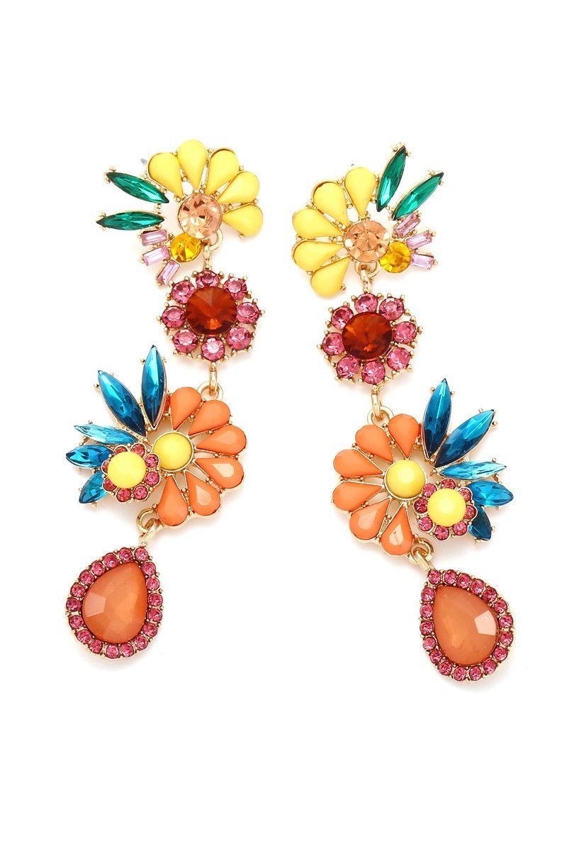 Pendientes colgantes de flores acrílicas Neil