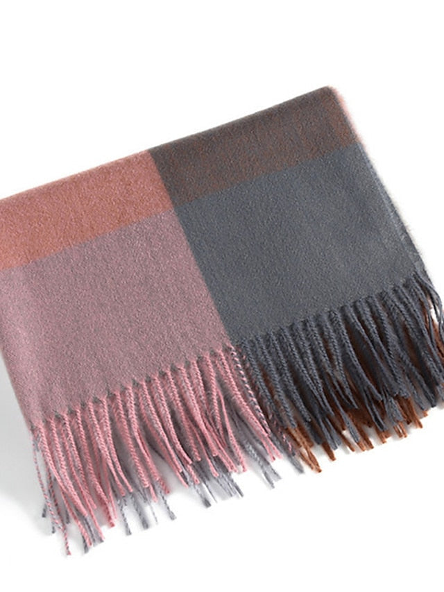 Shawls & Wraps Outdoor Dailywear Holiday Grey Wine Blue Scarf Plaid for Women