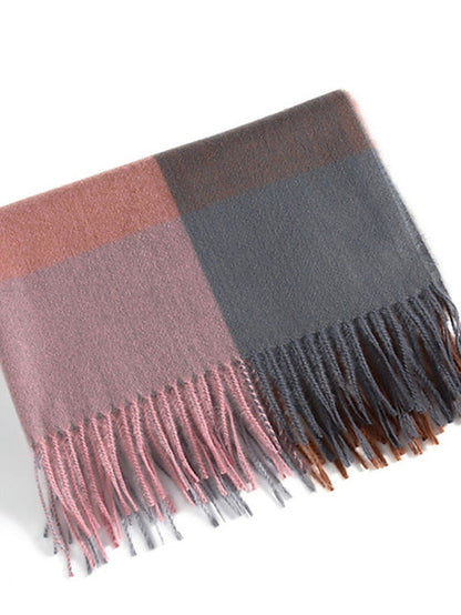 Shawls & Wraps Outdoor Dailywear Holiday Grey Wine Blue Scarf Plaid for Women