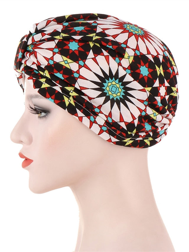 Casual Women Indian Arab Wrap Women Muslim Turban Caps Print Hijab Bonnet Inner Hijab Caps Muslim Headdress Ready To Wear for Women