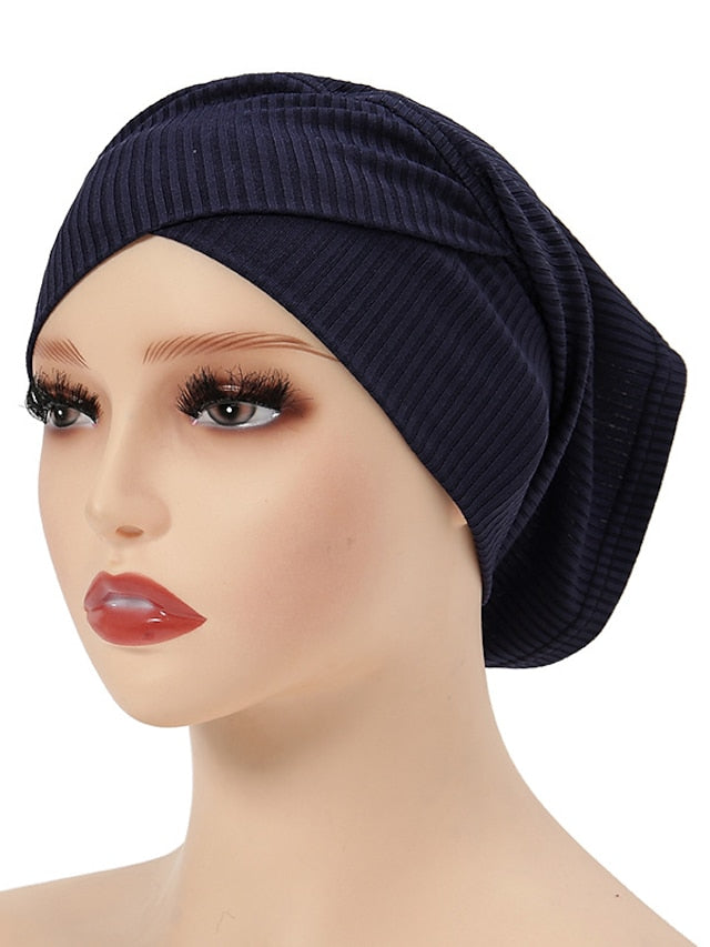 Simple Turban Cap Muslim Hijab Women Head Scarves Islamic Underscarf Bonnet Headscarf Stretch Jersey Cap Solid Color Muslim Turban Hats for Women