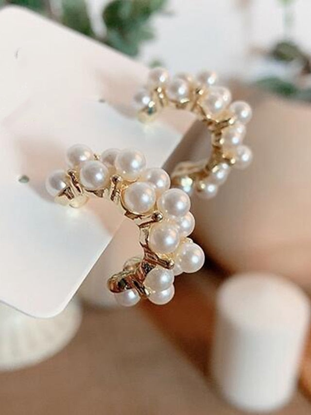 1 Pair Stud Earrings For Daily Festival Imitation Pearl Alloy Classic Fashion for Women