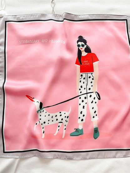 55*55cm Silk Small Square Scarf Women Exquisite Neck Tie Print Spring Summer Hair Accessory Bandana Headkerchief Shawl Wrap for Women