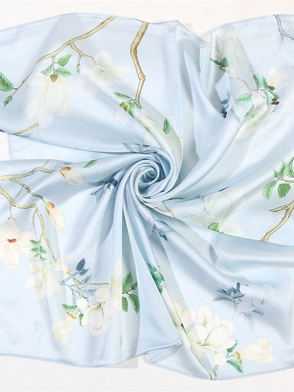 Fashion Scarf For Women Floral Print Silk Satin Hijab Scarfs Small Square Spring Summer Neckerchief Bandana Scarves For Ladies for Women