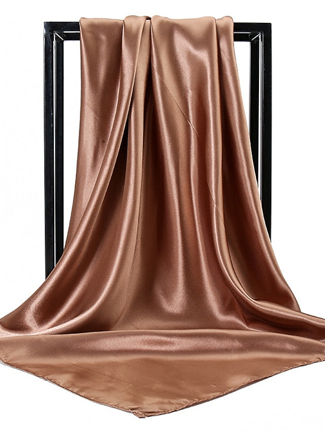 1pcs 90*90cm Solid Colors Neckerchief Hijab Scarf For Women Silk Satin Headband Hair Scarves Female Square Shawls Head Scarfs For Ladies for Women