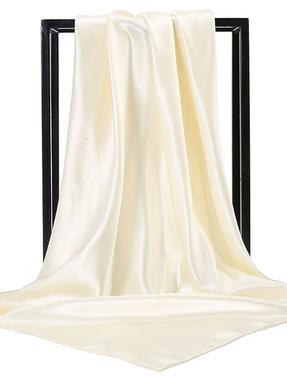 1pcs 90*90cm Solid Colors Neckerchief Hijab Scarf For Women Silk Satin Headband Hair Scarves Female Square Shawls Head Scarfs For Ladies for Women