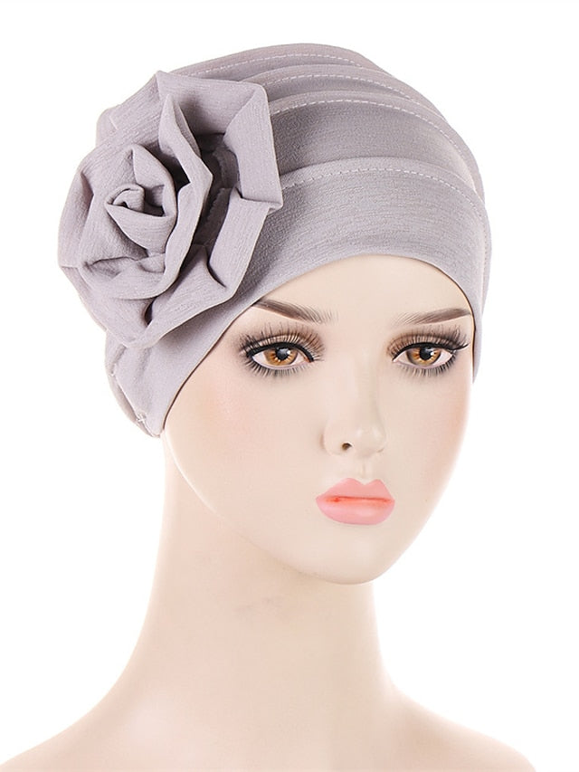 Hats Spring Summer Flower Beanie Hat Muslim Stretch Turban Hat Hair Care Headwear Hijib Cap for Women