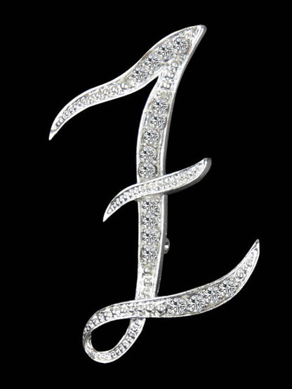 letter brooch pins initial rhinestone brooch for women crafts silvery m for Women