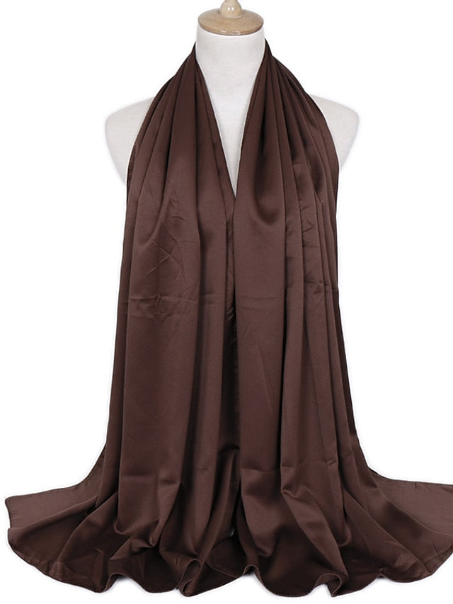 1pcs Women Silk Headscarf Hijab Scarf Long Muslim Shawl Turban Bandana Satin Scarves Head Wraps for Women