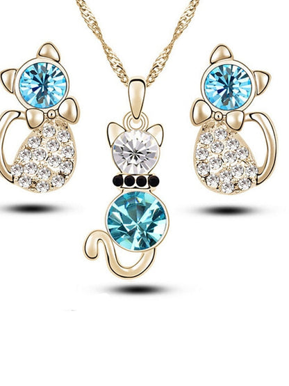 3pcs Jewelry Set For Cubic Zirconia Blue Gift Daily Alloy for Women