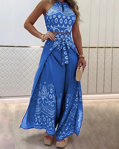 Printed Retro Casual Suit