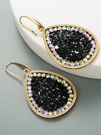 1 Pair Reinstone Sequins Shiny Earrings For Party Evening Daily Prom Alloy Pear Cut for Women