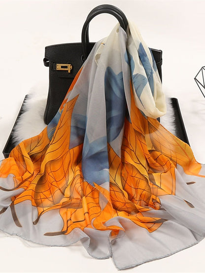 Spring Fashion Soft Scarf Women Retro Summer Chiffon Wrap Ladies Print Outdoor Beach Scarves And Shawl for Women
