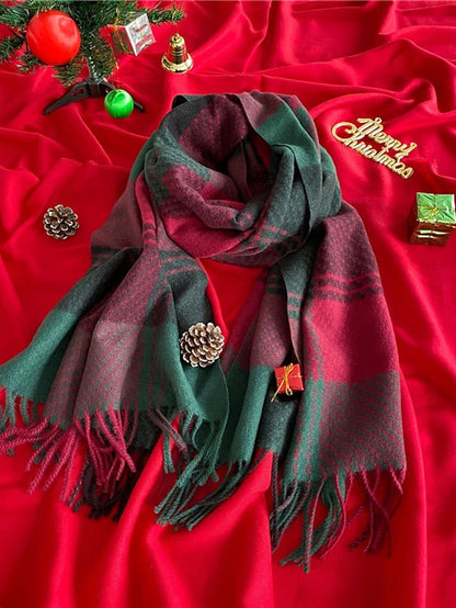 Shawls & Wraps Christmas Street Dailywear Camel Blue Pink Scarf Plaid for Women
