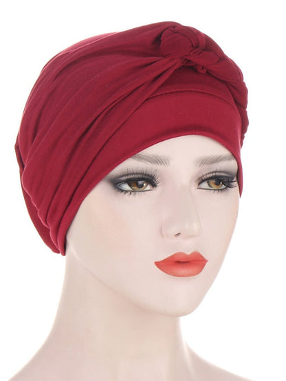 Women Lady Muslim One Half Braid Head Turban Wrap Cover Soft Hat Hair Loss Bonnet Beanies for Women