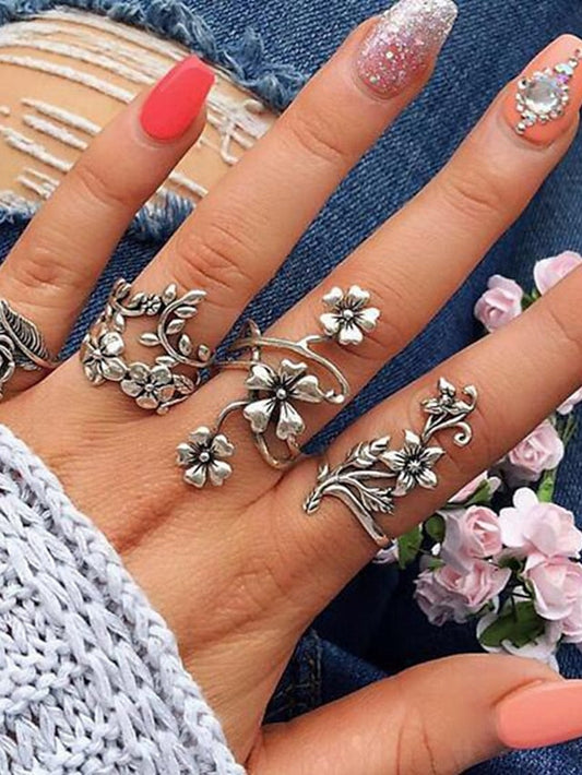 4pcs Ring For Street Festival Alloy Classic Flower for Women