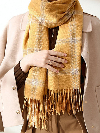 Shawls & Wraps Outdoor Dailywear Holiday Yellow Blue Pink Scarf Plaid for Women
