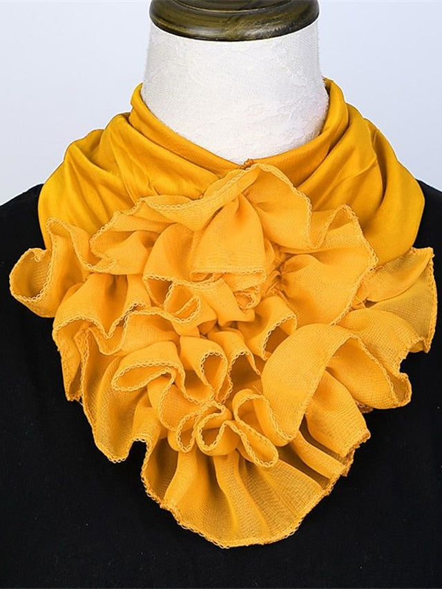 Floral Chiffon Neck Guard False Collar Hedging Scarf Summer Autumn Women Protect Cervical Elastic Bib Headneck for Women