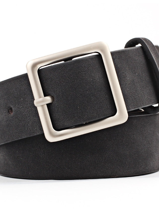 Unisex PU Buckle Belt PU Leather Prong Buckle Plain Casual Classic Party Daily White Black Pink Red for Women