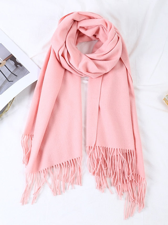 Shawls & Wraps Party Black Scarf Pure Color / Basic / Red / Fall / Winter / Polyester for Women