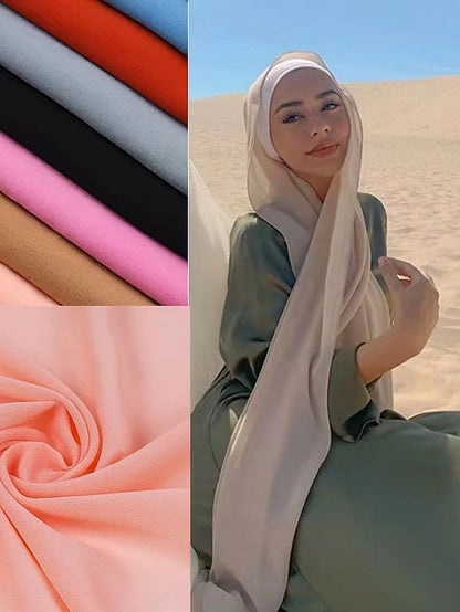 180*75cm Muslim Fashion Chiffon Hijab Scarf Women Scarves Long Shawl Islamic Hijabs Simple Head Scarf Solid Wrap Turban for Women
